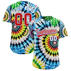 Multi Color Tie-Dye Graffiti Pattern Baseball Jersey