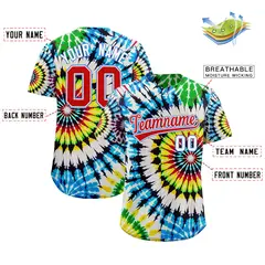 Multi Color Tie-Dye Graffiti Pattern Baseball Jersey 2