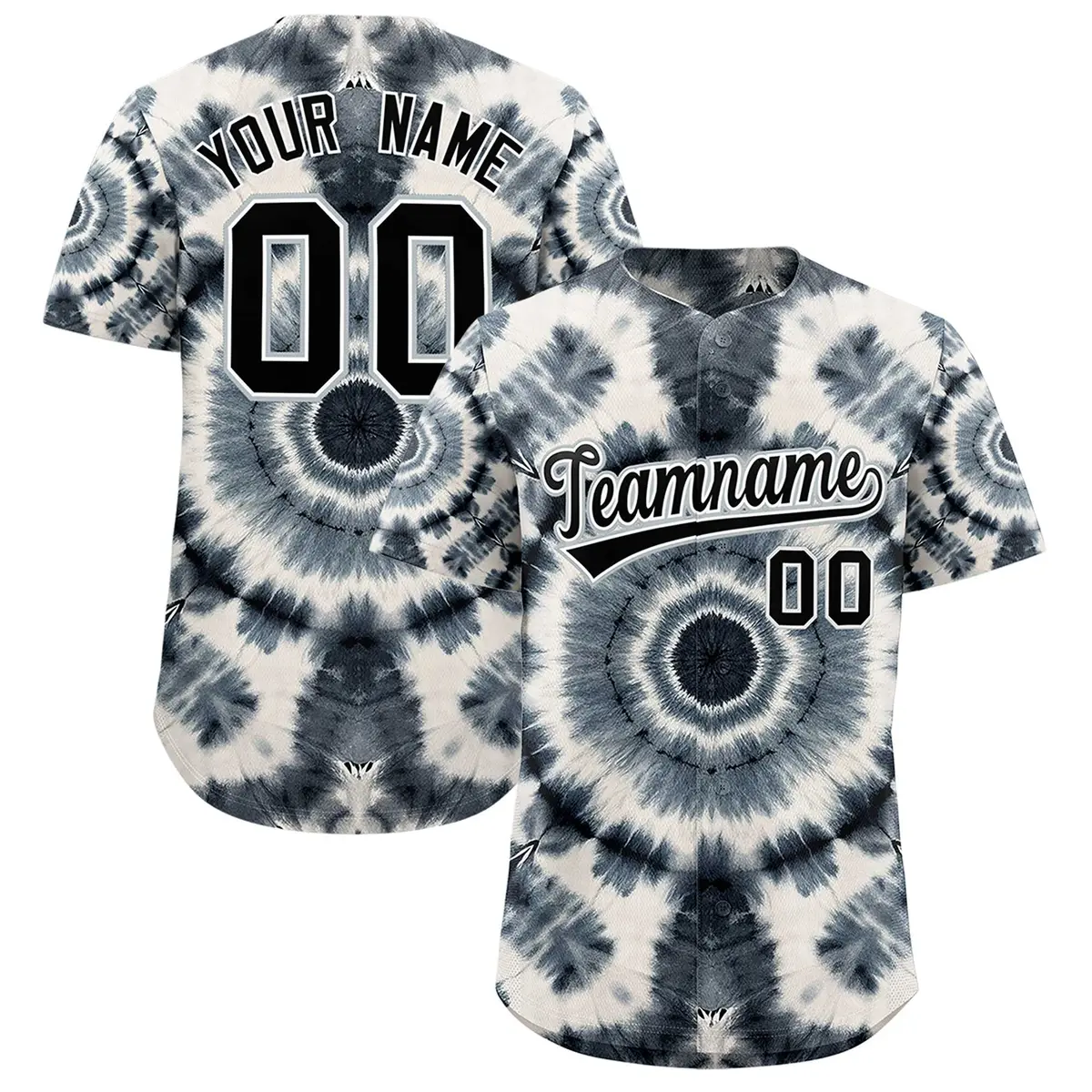 Multi Color Tie-Dye Graffiti Pattern Baseball Jersey