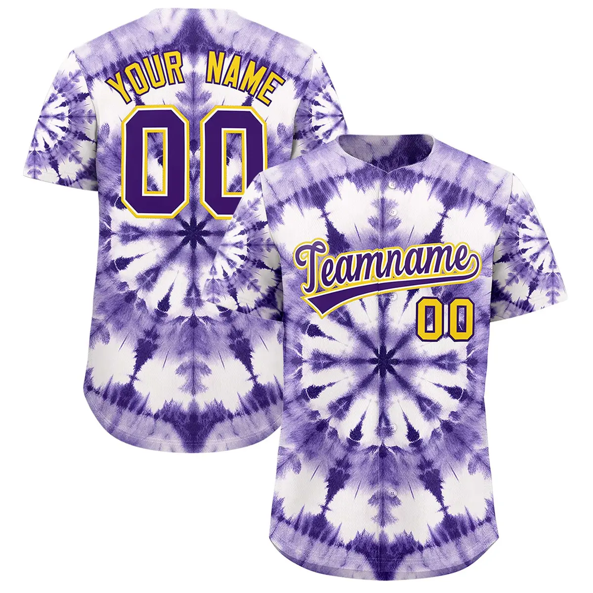 Multi Color Tie-Dye Graffiti Pattern Baseball Jersey