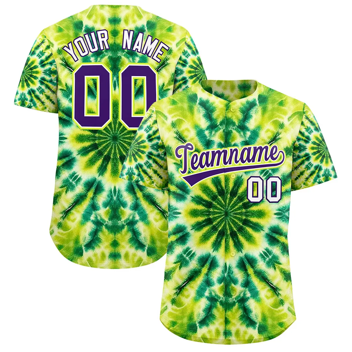Multi Color Tie-Dye Graffiti Pattern Baseball Jersey