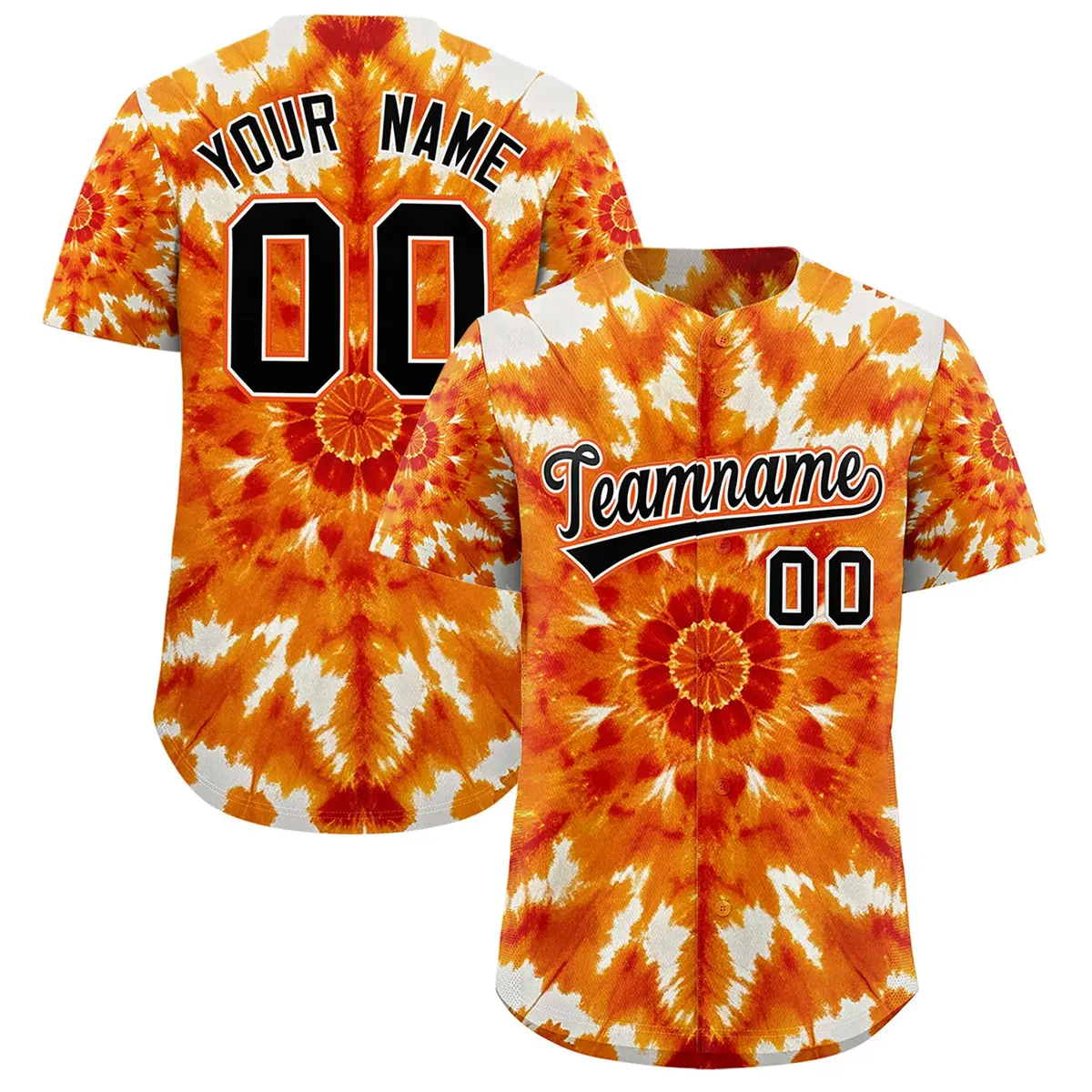 Multi Color Tie-Dye Graffiti Pattern Baseball Jersey