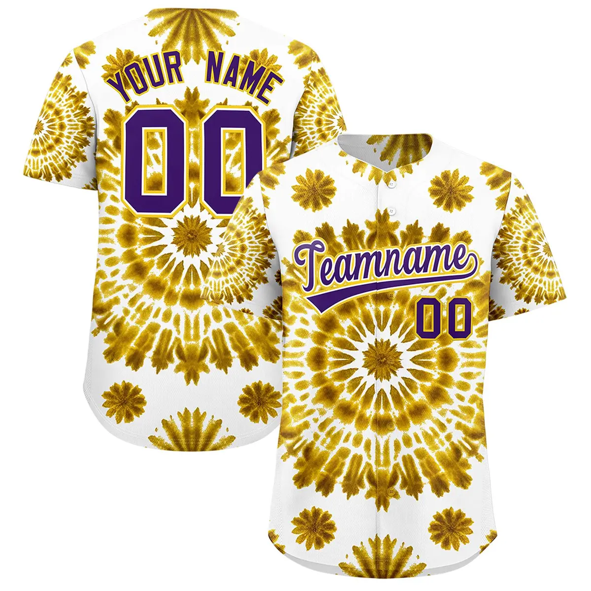 Multi Color Tie-Dye Graffiti Pattern Baseball Jersey