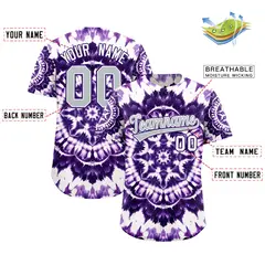Multi Color Tie-Dye Graffiti Pattern Baseball Jersey 2
