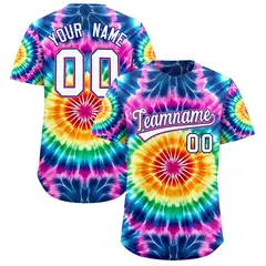 Multi Color Tie-Dye Graffiti Pattern Baseball Jersey 1