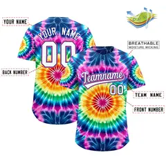 Multi Color Tie-Dye Graffiti Pattern Baseball Jersey 2