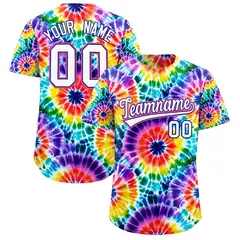 Multi Color Tie-Dye Graffiti Pattern Baseball Jersey 1