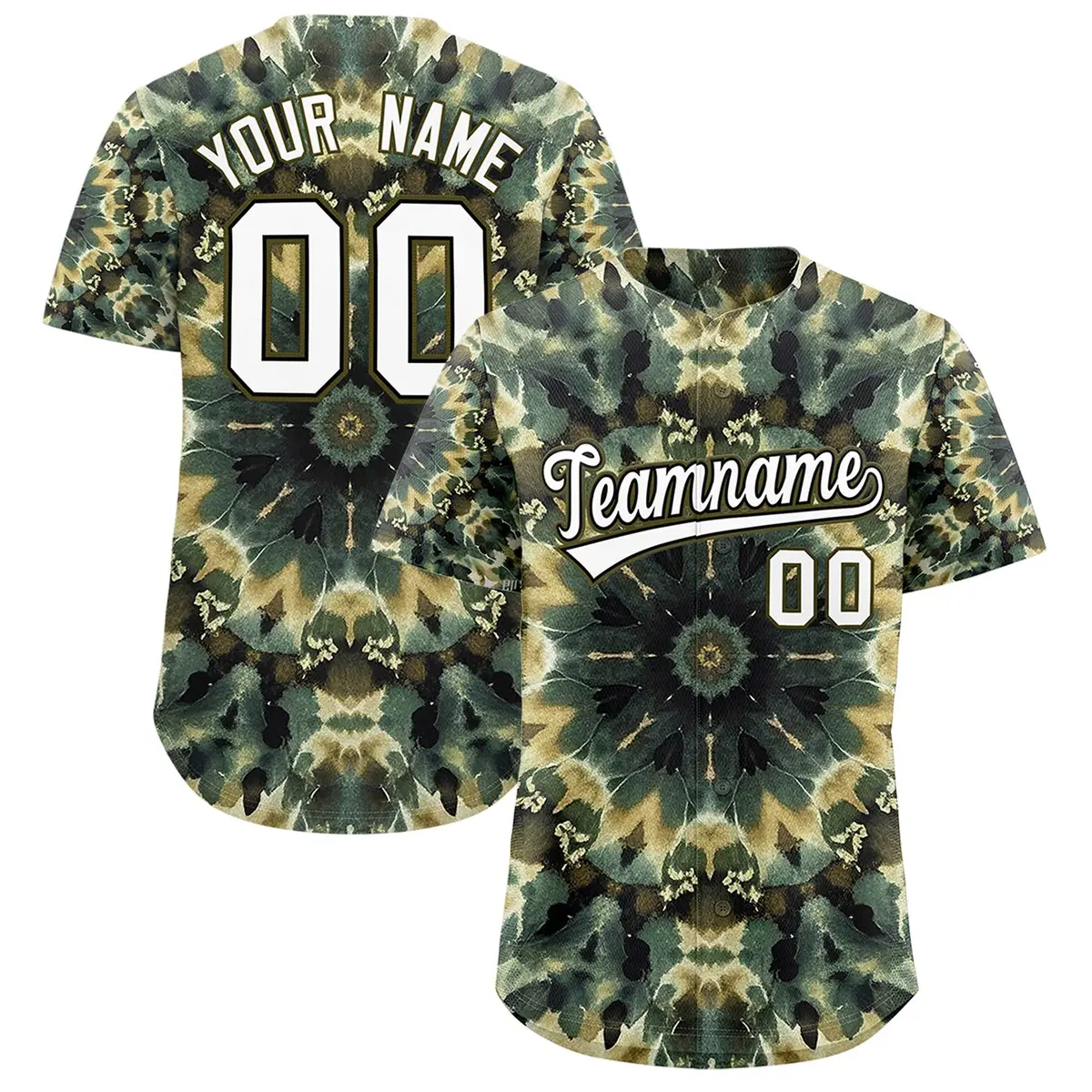 Multi Color Tie-Dye Graffiti Pattern Baseball Jersey