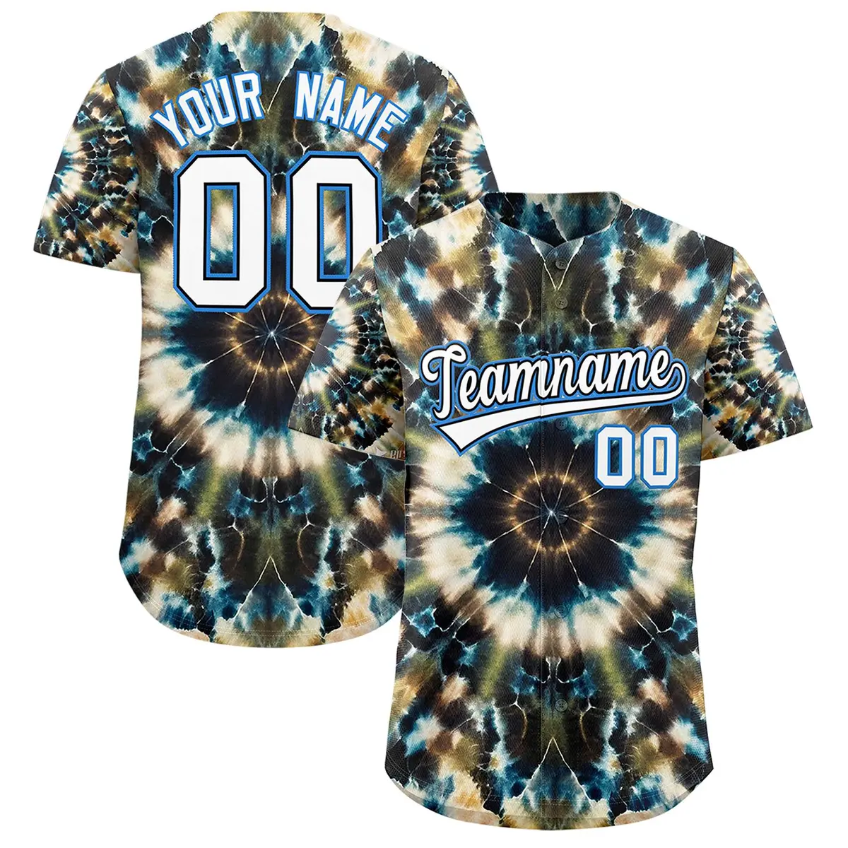 Multi Color Tie-Dye Graffiti Pattern Baseball Jersey