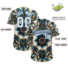Multi Color Tie-Dye Graffiti Pattern Baseball Jersey 2