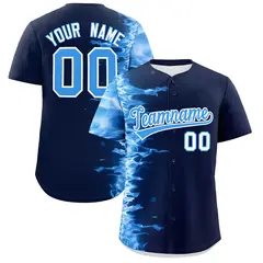Navy 3D Flame Authentic Baseball Jersey 1