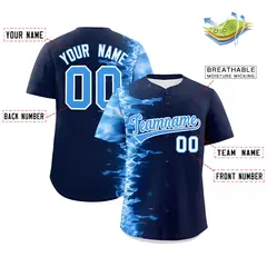 Navy 3D Flame Authentic Baseball Jersey 3