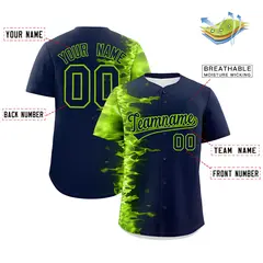Navy 3D Flame Authentic Baseball Jersey 2