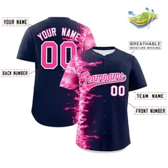 Navy 3D Flame Authentic Baseball Jersey 2