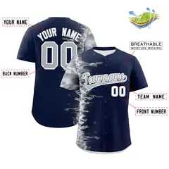 Navy 3D Flame Authentic Baseball Jersey 2