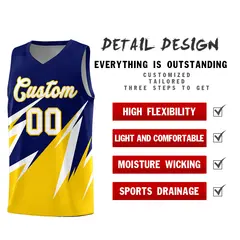Navy Abstract Mountain Pattern Basketball Jersey 2