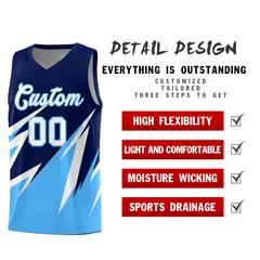 Navy Abstract Mountain Pattern Basketball Jersey 2