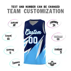 Navy Abstract Mountain Pattern Basketball Jersey 3