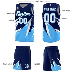 Navy Abstract Mountain Pattern Basketball Jersey 4