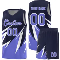 Navy Abstract Mountain Pattern Basketball Jersey 1