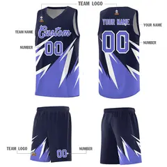 Navy Abstract Mountain Pattern Basketball Jersey 4