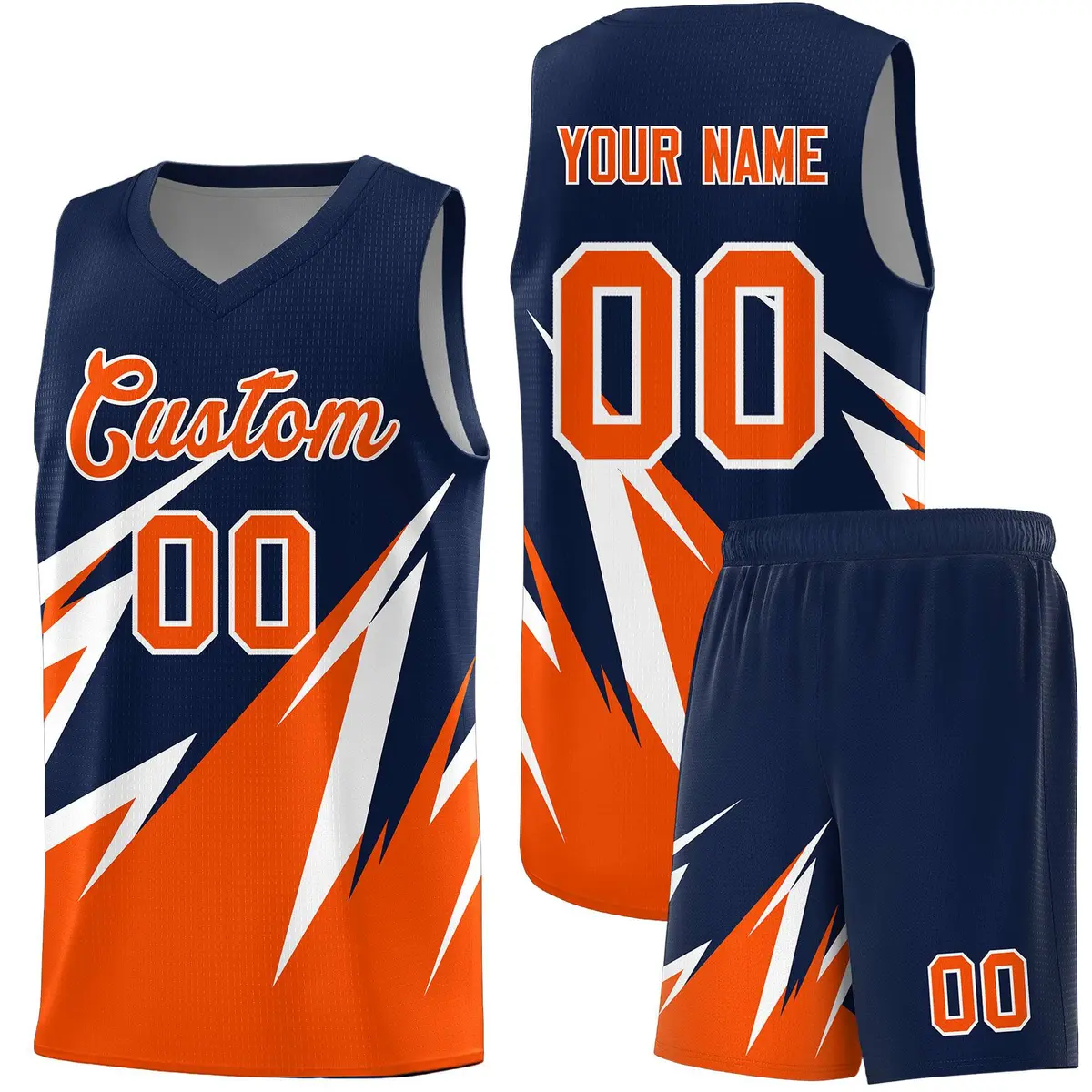 Navy Abstract Mountain Pattern Basketball Jersey