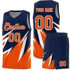 Navy Abstract Mountain Pattern Basketball Jersey 1
