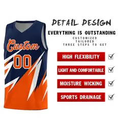 Navy Abstract Mountain Pattern Basketball Jersey 2