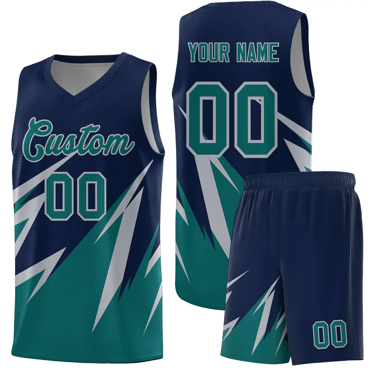 Navy Abstract Mountain Pattern Basketball Jersey