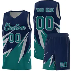 Navy Abstract Mountain Pattern Basketball Jersey 1