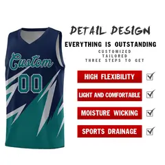 Navy Abstract Mountain Pattern Basketball Jersey 2