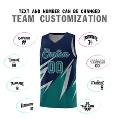 Navy Abstract Mountain Pattern Basketball Jersey 3