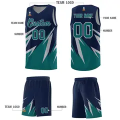 Navy Abstract Mountain Pattern Basketball Jersey 4