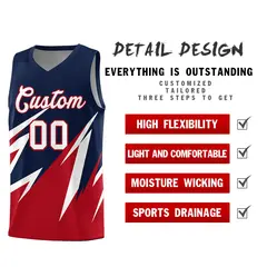 Navy Abstract Mountain Pattern Basketball Jersey 2