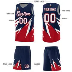 Navy Abstract Mountain Pattern Basketball Jersey 4