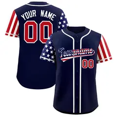 Navy American Flag Design Baseball Jersey