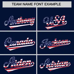 Navy American Flag Design Baseball Jersey 3