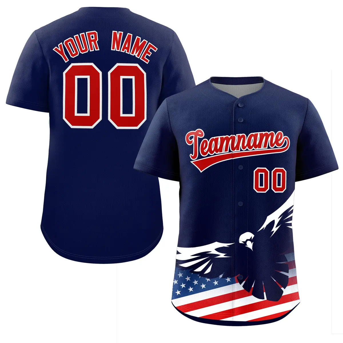 Navy American Flag Eagle Baseball Jersey