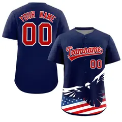Navy American Flag Eagle Baseball Jersey 1