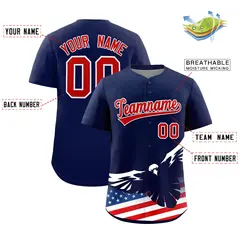 Navy American Flag Eagle Baseball Jersey 2