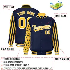 Navy American Flag Varsity Raglan Letterman Bomber Jacket 2