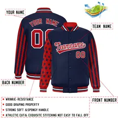 Navy American Flag Varsity Raglan Letterman Bomber Jacket 2