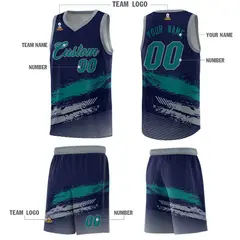 Navy Aqua and Gray Graffiti Basketball Jersey 5