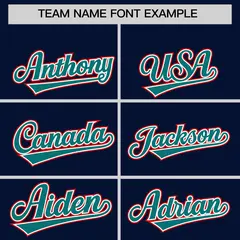 Navy Aqua and Red Raglan Sleeves Baseball Jersey 3