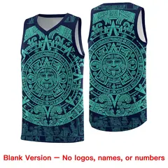 Navy Aqua Aztec Sun Stone Graffiti Basketball Jersey 6