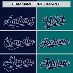 Navy Aqua Coconut Tree Split Baseball Jersey 3