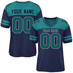 Navy Aqua Color Block Authentic Football Jersey 1