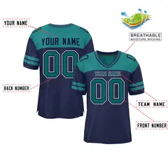 Navy Aqua Color Block Authentic Football Jersey 2