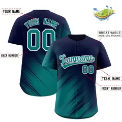 Navy Aqua Diagonal Stripe Gradient Fashion Baseball Jersey 2