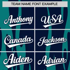 Navy Aqua Flame Pattern Pullover Baseball Jersey 3
